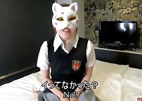 Asian cute girl with beautiful tits enjoys masturbation with vibration and dildo. Japanese young