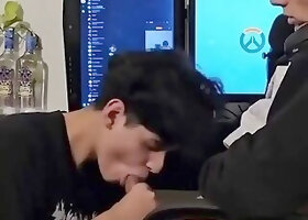 dorm twink blowjob and bareback