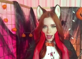 Redhead in a costume is railing her dude hard