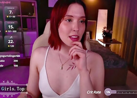 Skinny Redhead Teen Flaunts Small Tits in Lingerie Webcam