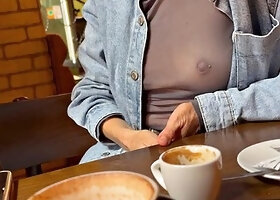 MrsMrsJones Flashes Big Tits and Nipples in Sheer Blouse Publicly